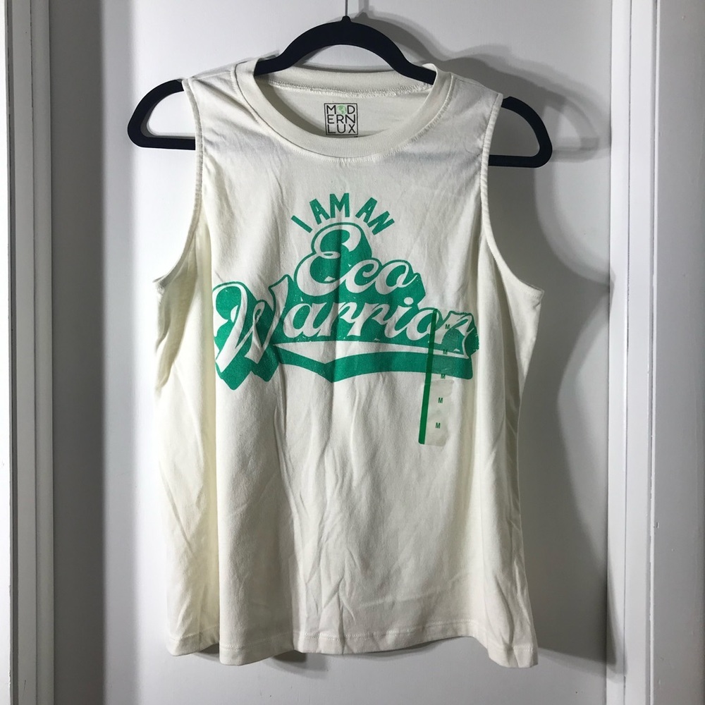 ✨✨5/$10✨✨Women’s T-shirt Modern Lux IAMAN Eco Warrior Graphic Sleeveless